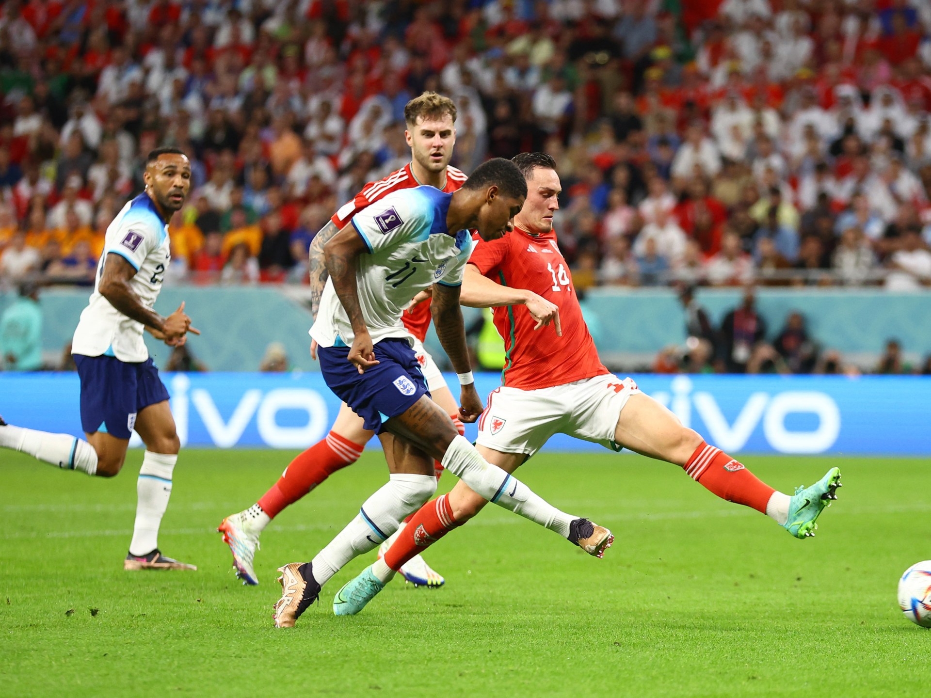 Photographs: Rashford brace downs Wales and sends England to final 16