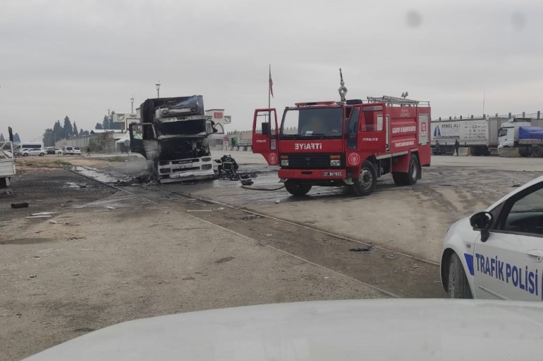 Trucks hit by rockets in southern Turkey