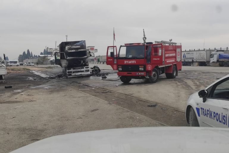 Trucks hit by rockets in southern Turkey