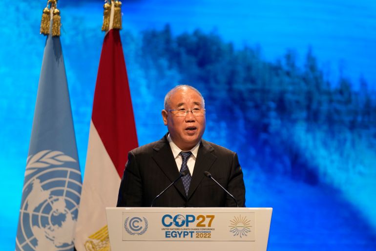 Xie Zhenhua, China's special envoy for climate, speaks at the COP27 U.N. Climate Summit,