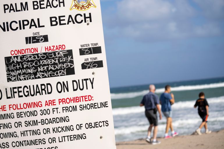 Warnings about dangerous surf and strong currents