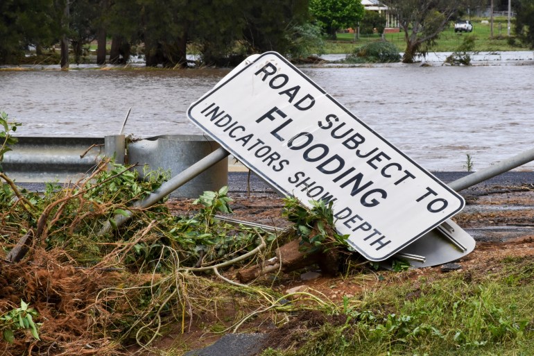 Flood damage is seen in the town of Canowindra, in the Central West New South Wales
