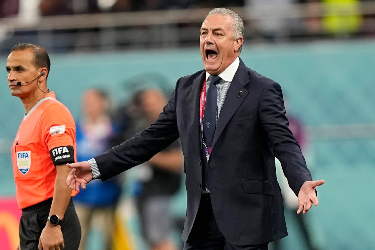 Ecuador's head coach Gustavo Alfaro reacts