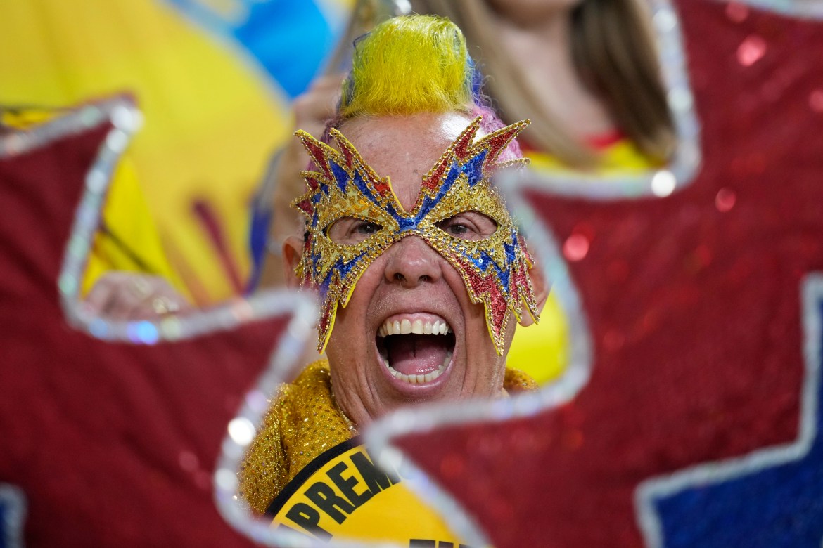 An Ecuador's fan cheers before the start of the World Cup