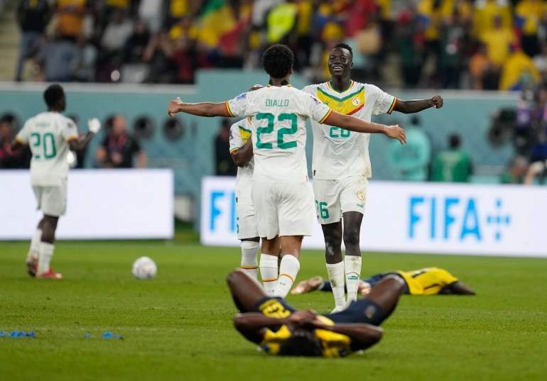 Senegal's players celebrate their win