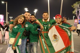 Mexico fans congregate prior to their country&#39;s game with Argentina, on 26 November, 2022 at the World Cup in Doha [Faras Ghani/Al Jazeera]