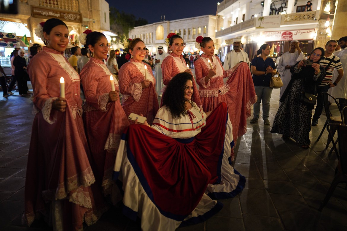 A Group of women from Colombia in Souq Waqif, Doha, Qatar.