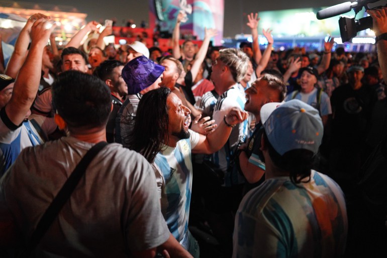 Argentinian fans dancing inside the FIFA Fan festival