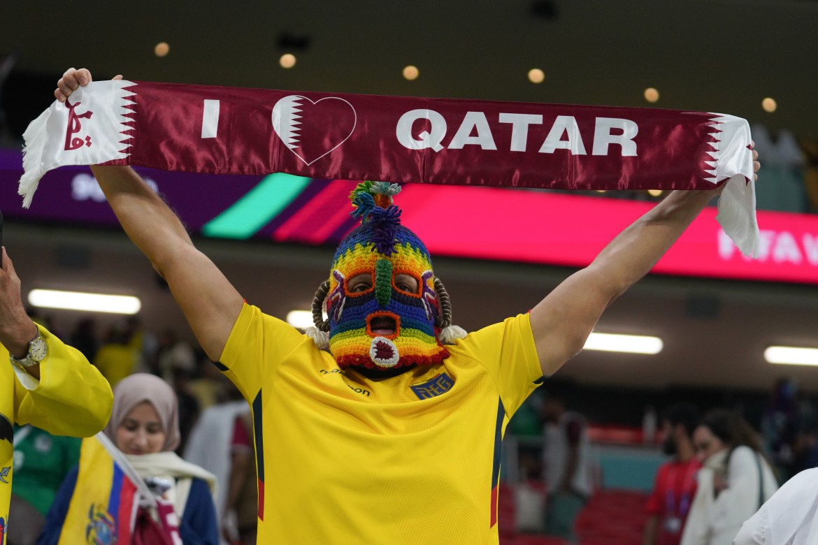 Ecuadorian fan celebrates their team's victory