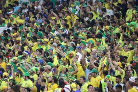 Brazil&#39;s massive fan following was on show against Serbia [Showkat Shafi/Al Jazeera]