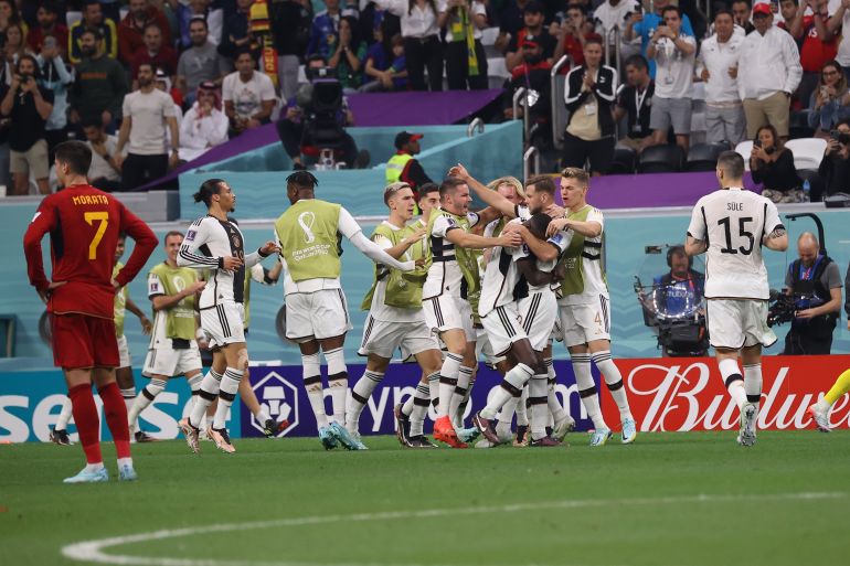 Germans celebrating their equalizing goal | Spain v Germany
