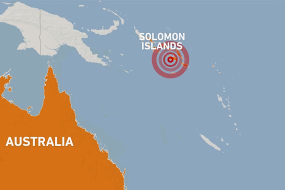 Map of the Solomon Islands showing the location of the earthquake