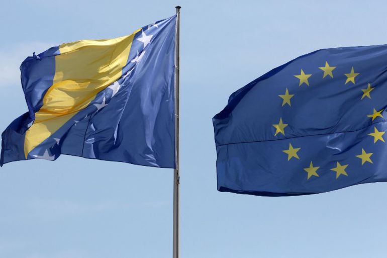 Flags of Bosnia and EU