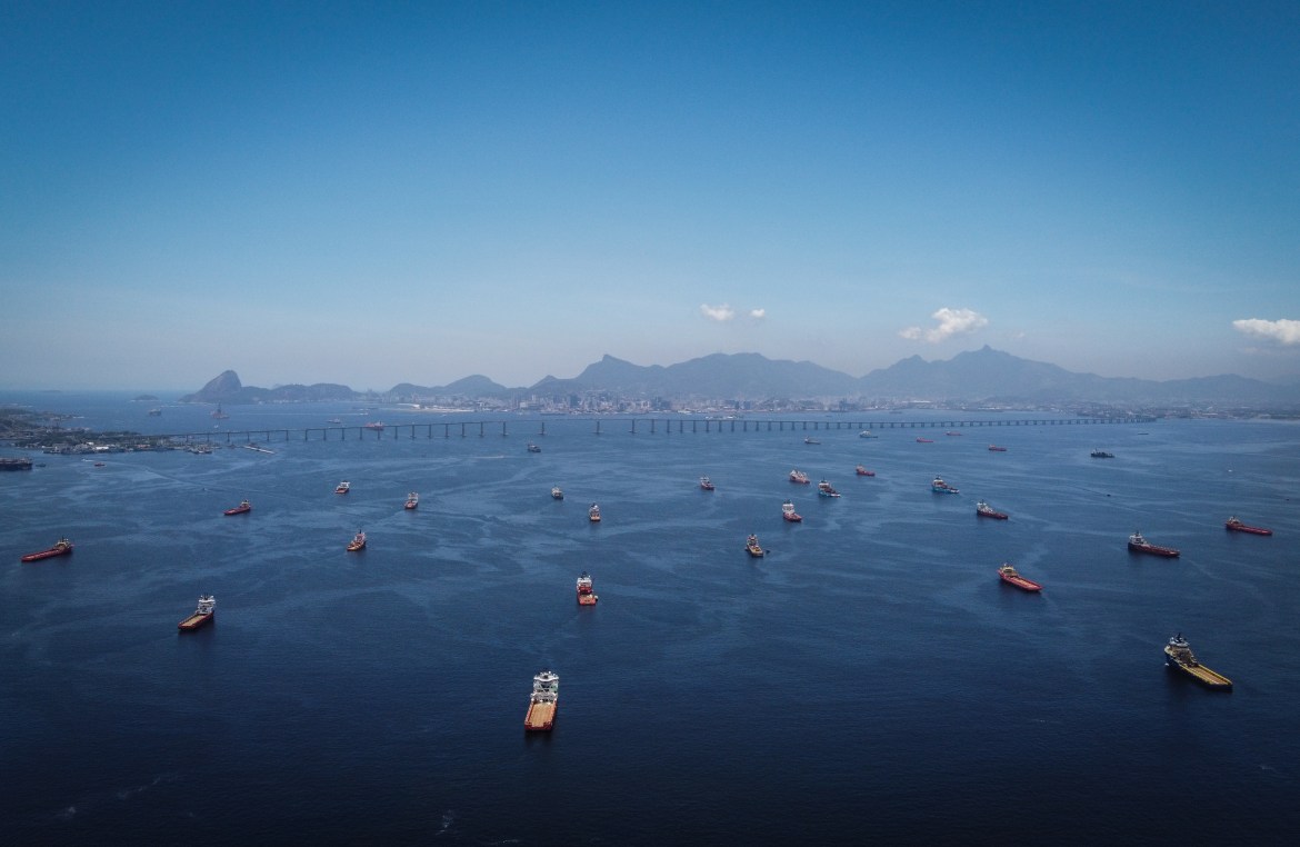 Multiple ships anchored in Rio de Janeiro