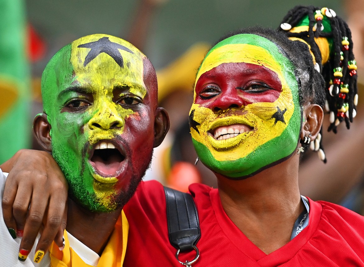 Fans of Ghana cheer prior to the FIFA World Cup 2022 group H soccer match