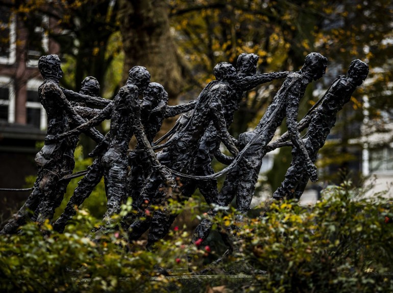 The National Monument to Slavery stands in the Oosterpark in Amsterdam