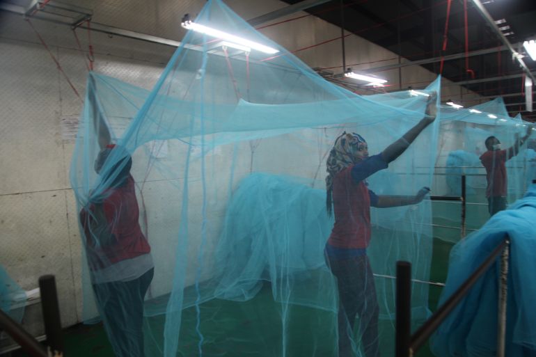 Mosquito nets in a Tanzania factory