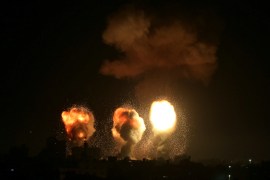 Smoke and flames rise during an Israeli air attack in the Gaza Strip on December 4, 2022 [Ibraheem Abu Mustafa/Reuters]