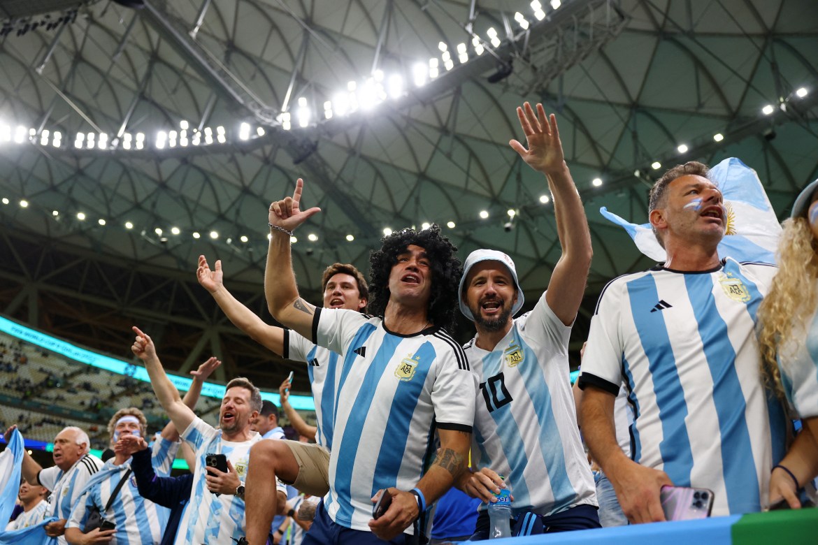 Argentina fans inside the stadium before the match