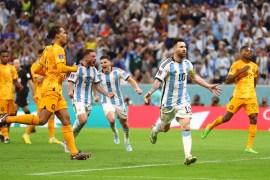 Messi celebrates scoring Argentina&#39;s second goal [Carl Recine/Reuters]