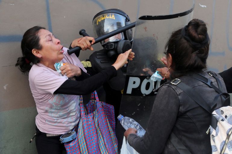 Protesters in Peru clash with police