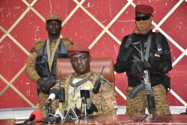 Burkina Faso’s military ruler Captain Ibrahim Traore gives a news conference in October 2022 in Ouagadougou, Burkina Faso [File: Anadolu Agency]