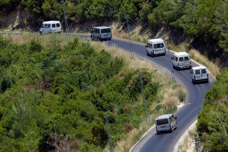 Some 21 minibus carry newly arrived Syrians who were entered Turkey in the morning at a crossing point near the Turkish village of Guvecci