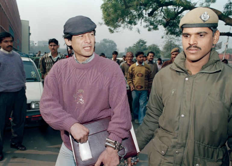 Charles Sobhraj, left, is wanted in eight different countries for crimes ranging from car theft to murder