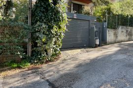 The garage door of the home of an Italian senior diplomat in a suburb of Athens