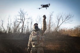 A Ukrainian serviceman flies a drone during an operation against Russian positions at an undisclosed location in the Donetsk region, Ukraine [Roman Chop/AP]