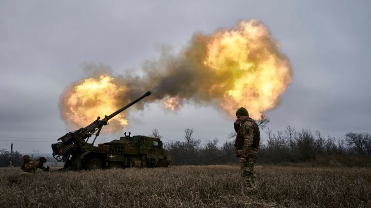 Ukrainian soldiers fire a French-made CAESAR self-propelled howitzer towards Russian positions near Avdiivka, Donetsk region, Ukraine.