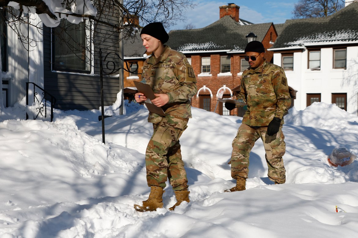 National guard members check on residents,