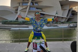 Brazilian fan Wallace Leite outside the Qatar National Museum with the Surdao [Courtesy of Wallace Leite]