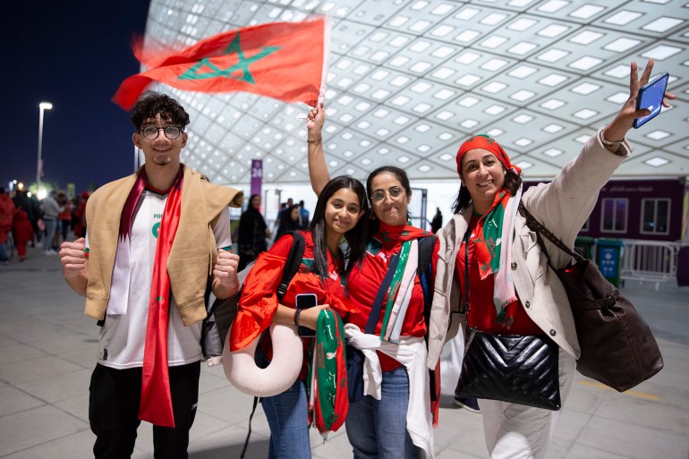 Morocco fans celebrate the win against Portugal in World Cup QF