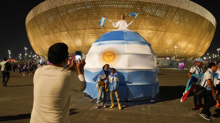 Argentina fans gather outside Lusail Stadium