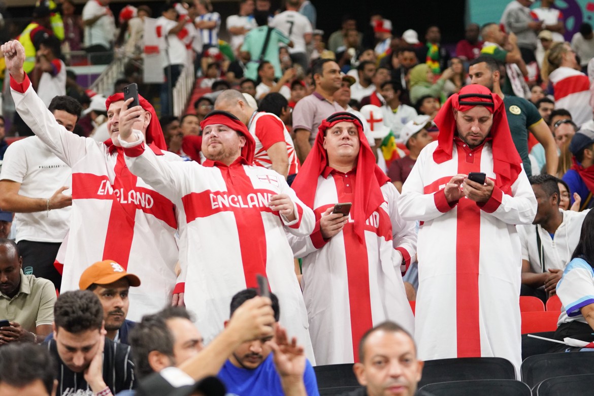 England fans taking selfies before kick-off.