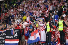 Croatian fans roared after a stunning win over Brazil to reach their second consecutive semi-final [Showkat Shafi/Al Jazeera] [Showkat Shafi/Al Jazeera]