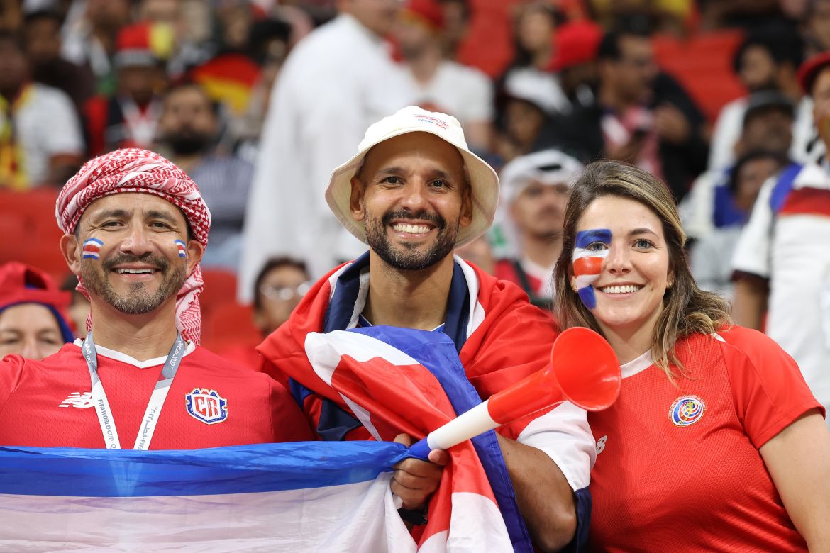 Costa Rica fans celebrate in the stands before the match