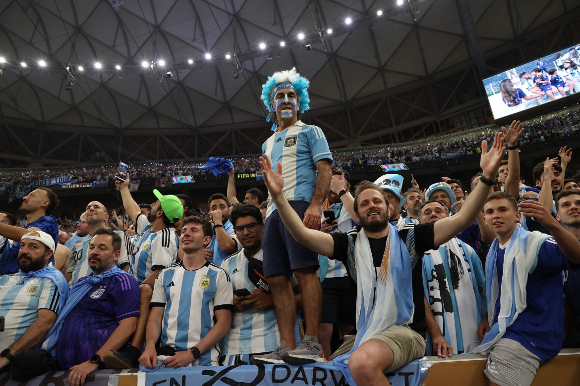 Argentina fans in the stands.