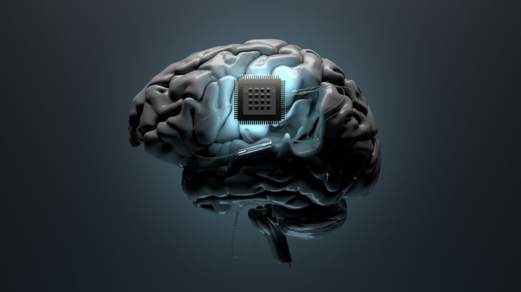 Brain/microchip composite image
