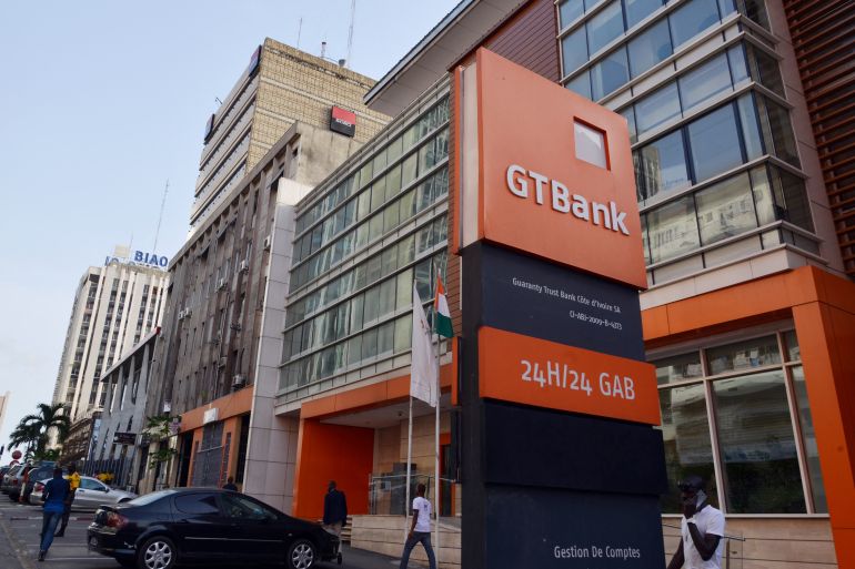 Photo of a branch of the Guaranty Trust Bank in Abidjan, Ivory Coast
