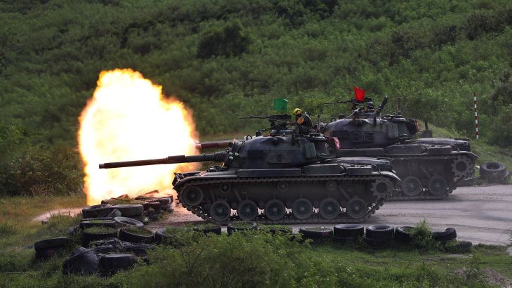 Taiwanese forces CM-11 Brave Tiger fires during a live-fire military exercise in Pingtung, Taiwan