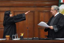 Minister Norma Lucia Pina Hernandez takes the oath as president of the Supreme Court of Justice at the Supreme Court building in Mexico City, Mexico, January 2, 2023