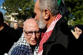 Longest serving Palestinian prisoner, Karim Younis, is welcomed at his village, after he was freed from Israeli jail earlier today