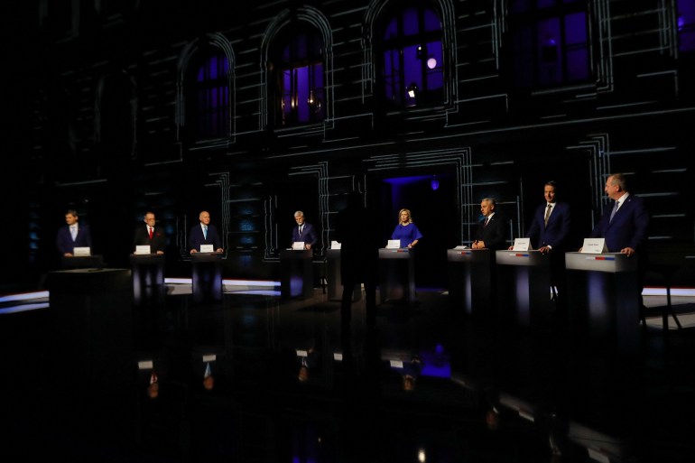 Czech presidential candidates attend a final televised debate