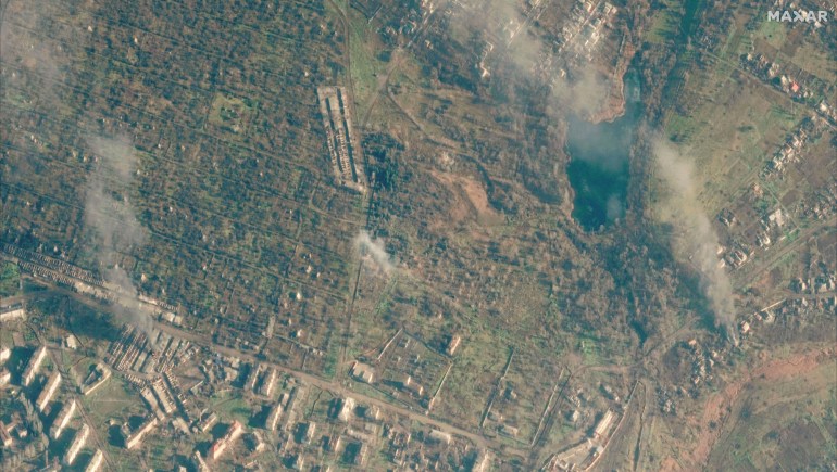 Satellite images of Smoke coming from Soledar