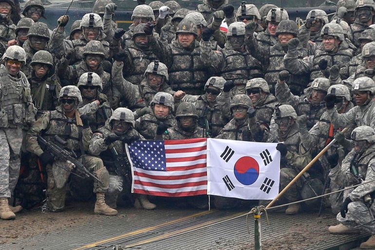US and South Korean soldiers during a joint military exercise against a possible attack from North Korea in Yeoncheon, South Korea in 2015 [File: Ahn Young-joon/AP Photo]