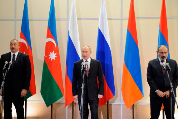 The Russian, Armenian, and Azerbaijani presidents