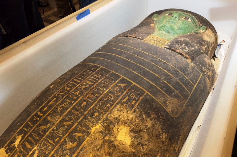 Egypt repatriates looted ancient Green Coffin sarcophagus from US | Arts and Culture News