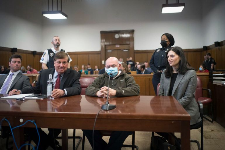 Former Trump Organization chief financial officer Allen Weisselberg, center, appears during his sentencing hearing in Manhattan Supreme Court in New York City, the US.